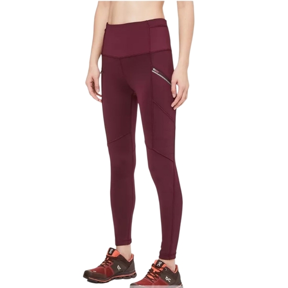 Lululemon Toasty Tech Tight II Legging Maroon Burgandy Red size 4 - Picture 1 of 12
